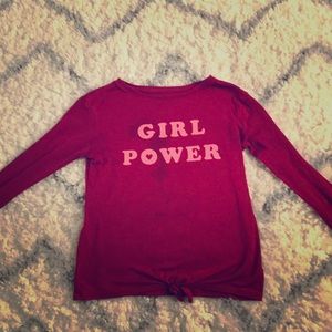 Red girl power long sleeve shirt